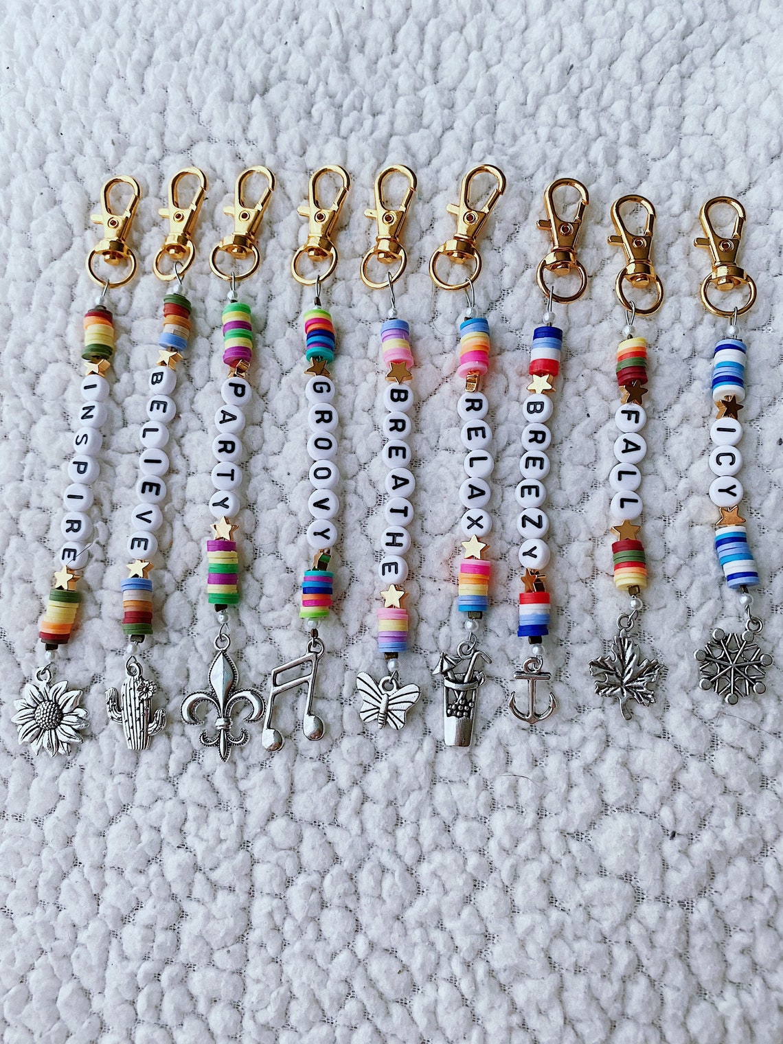 Create Your Own Keychain Beaded Name Keychain with Silver Etsy