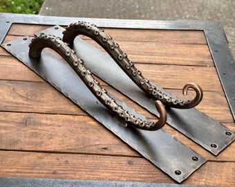 Massive wrought iron octopus door pulls. Kraken door handles. Barn door pull. Tentacle door handles. Octopus door handle.