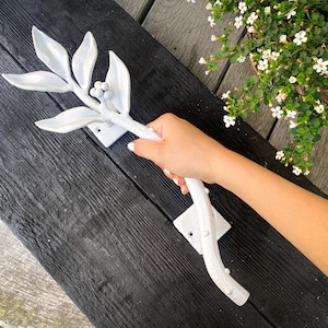 2022 Model.Bay leaf handle. Handmade iron door pull. Iron door handle. Door decor iron door hardware. Handmade wrought iron door handle.