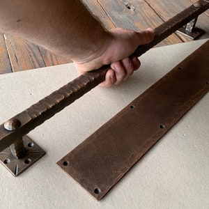 24” Massive Iron Door Handle with Kick Plate. Door hardware set.
