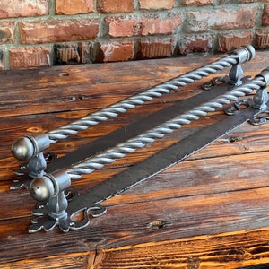 24” Massive iron door handle. Barn door pull. Rustic door decor. Door hardware. Door handle. Wrought iron door handle.