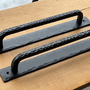 Wrought Iron Rustic Door Handle. Hand Forged Drawer Handle. Door Pull. Modern Door Hardware