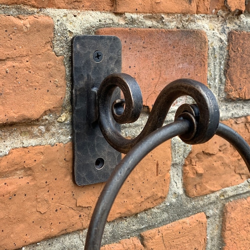 Scroll Design Wrought Iron Towel Bar Etsy