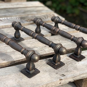 Set of four wrought iron door pulls. Massive iron door handle. Barn door pulls. Rustic door hardware. Door handle. Door accessories.
