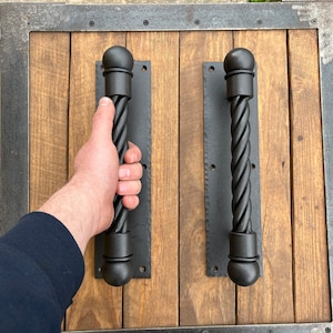 New Model 12”. Set of two Massive iron door handles. Barn door pulls. Door hardware. Wrought iron door handles. Rustic door decor.