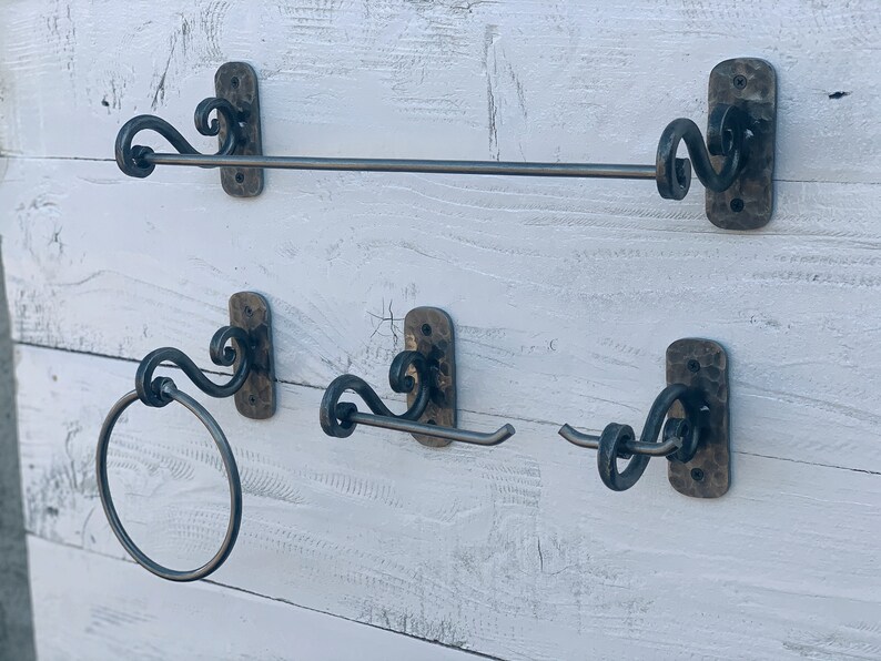 Modern Farmhouse 4 Piece Bathroom Hardware Set. Towel Bar. Etsy