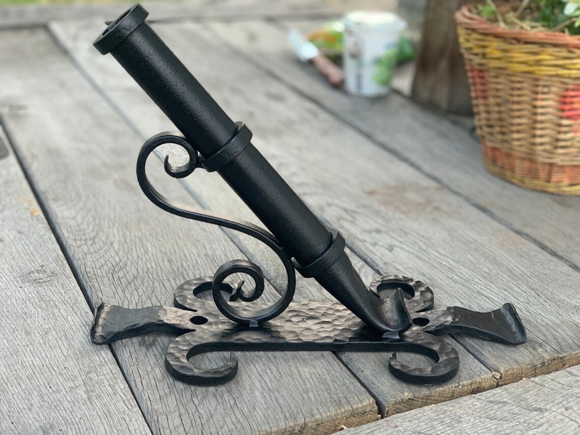 Wrought iron flag holder / Flag pole holder / wall flag holder Etsy
