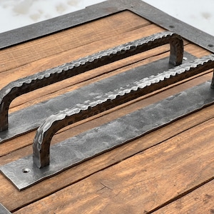 Wrought Iron Rustic Door Handle. Hand Forged Drawer Handle. Door Pull. Modern Door Hardware
