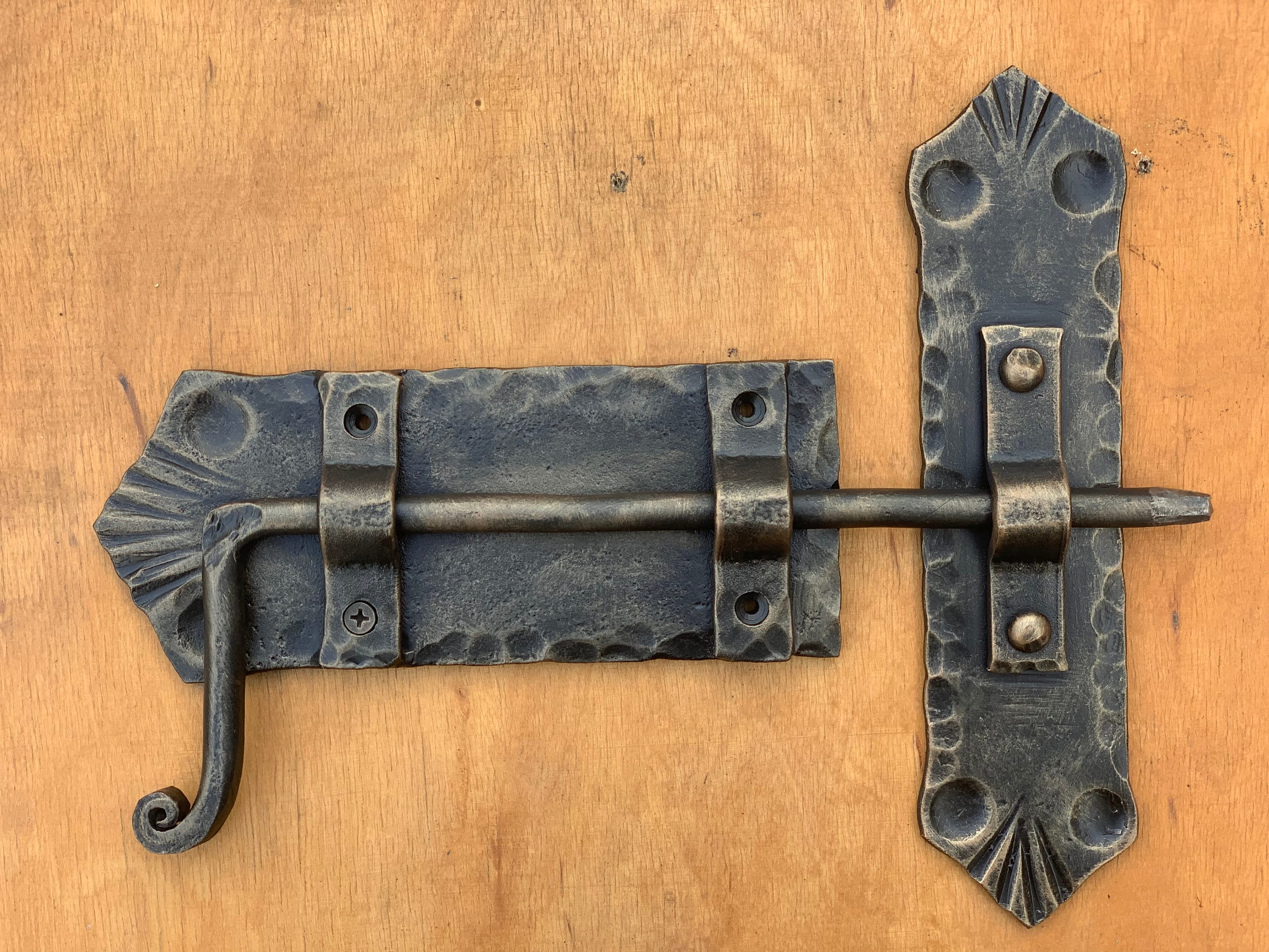Wrought Iron Door Latch, 100% Hand Forged, Door Hardware, Door Accessories, Gate Latch, Padlock, Gate Lock, Door Lock, Slide Bolt Door Latch