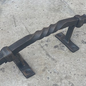 Wrought iron door pull. Massive iron door handle. Barn door pull.