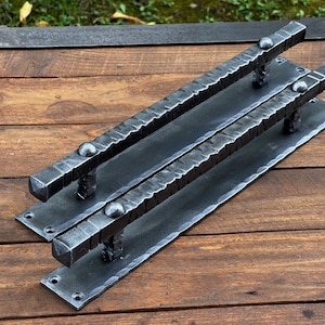 14” Hand forged modern industrial drawer pull. Iron door handle. Door pull. Door hardware