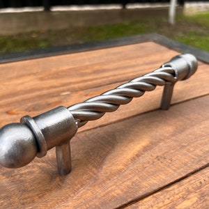 Mid century drawer pull. Hand forged modern industrial drawer pull. kitchen unit. Cabinet cupboard dresser hardware.