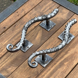 Wrought Iron Octopus Door Handle. Kraken door pull. Barn door pull. Tentacle door handles.