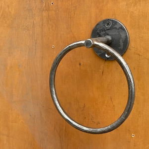Modern Wrought iron towel ring / bathroom accessories / towel holder / scroll design /  towel bar / wrought ironHand forged steel towel ring