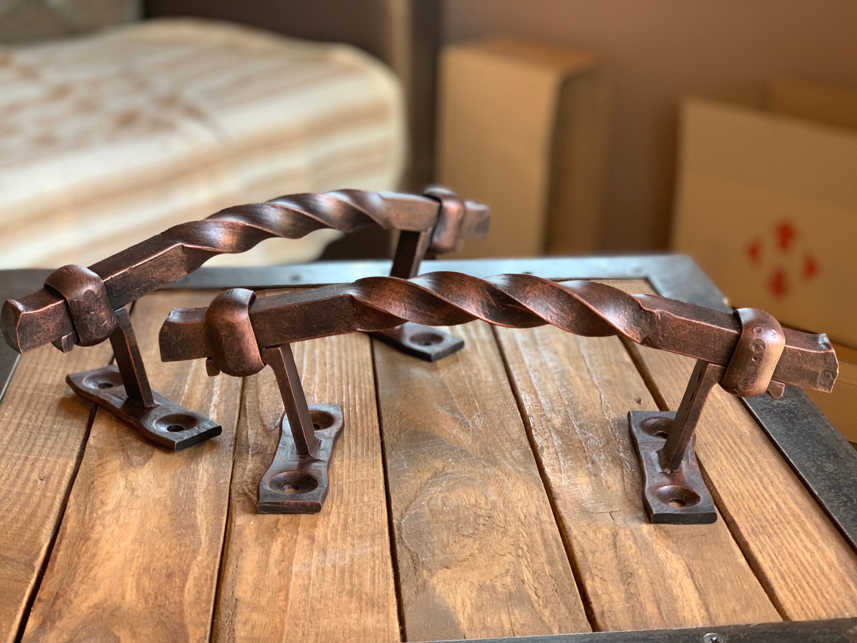 Set Of Two Wrought iron door pulls. Massive iron door handle. Etsy