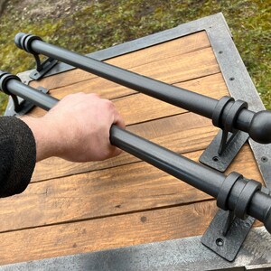 24” Massive iron door handle. Barn door pull. Rustic door decor. Door hardware. Door handle. Wrought iron door handle. bild 4