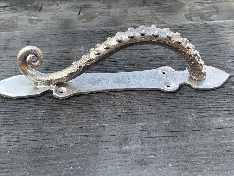 Wrought Iron Octopus Door Handle. Kraken door pull. Barn door pull. Tentacle door handles. image 8