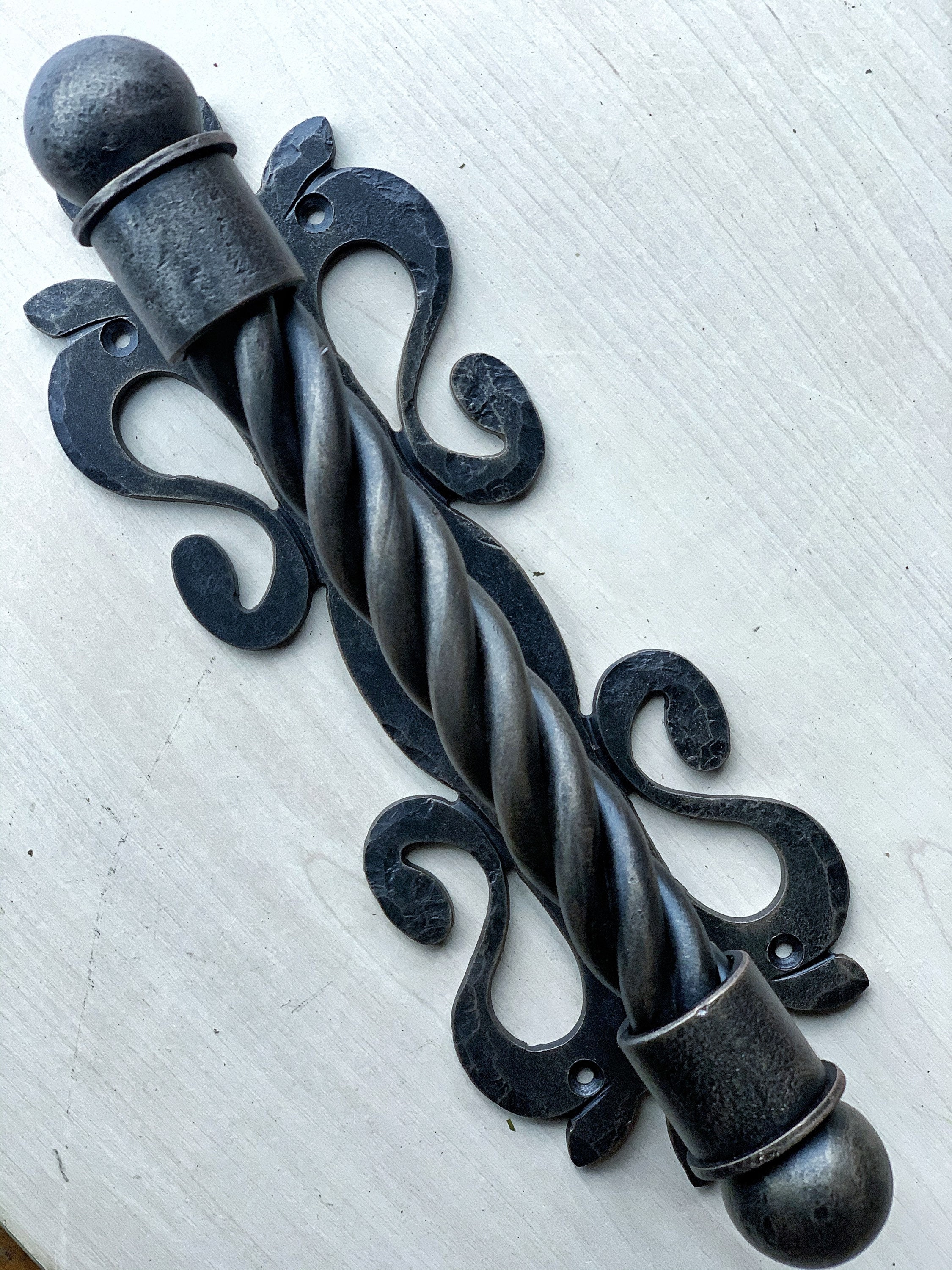 New model. Massive iron door handle. Rustic door decor. Etsy