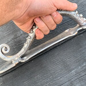Wrought Iron Octopus Door Handle. Kraken door pull. Barn door pull. Tentacle door handles. image 5