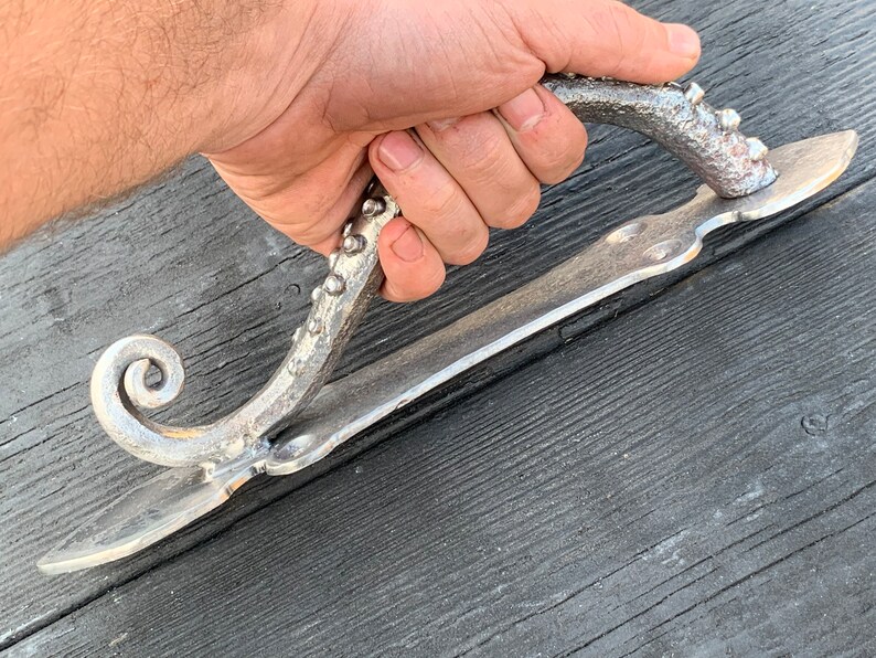 Wrought Iron Octopus Door Handle. Kraken door pull. Barn door pull. Tentacle door handles. image 5