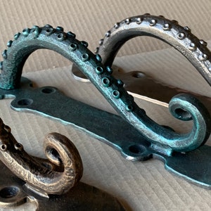 Wrought Iron Octopus Door Handle. Kraken door pull. Barn door pull. Tentacle door handle.