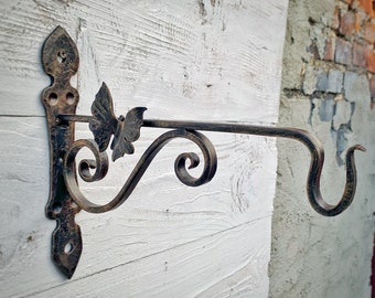 Hand forged metal plant hanger Decorative indoor outdoor fancy hammered hook clothes hangers for hooks and fixtures storage organization