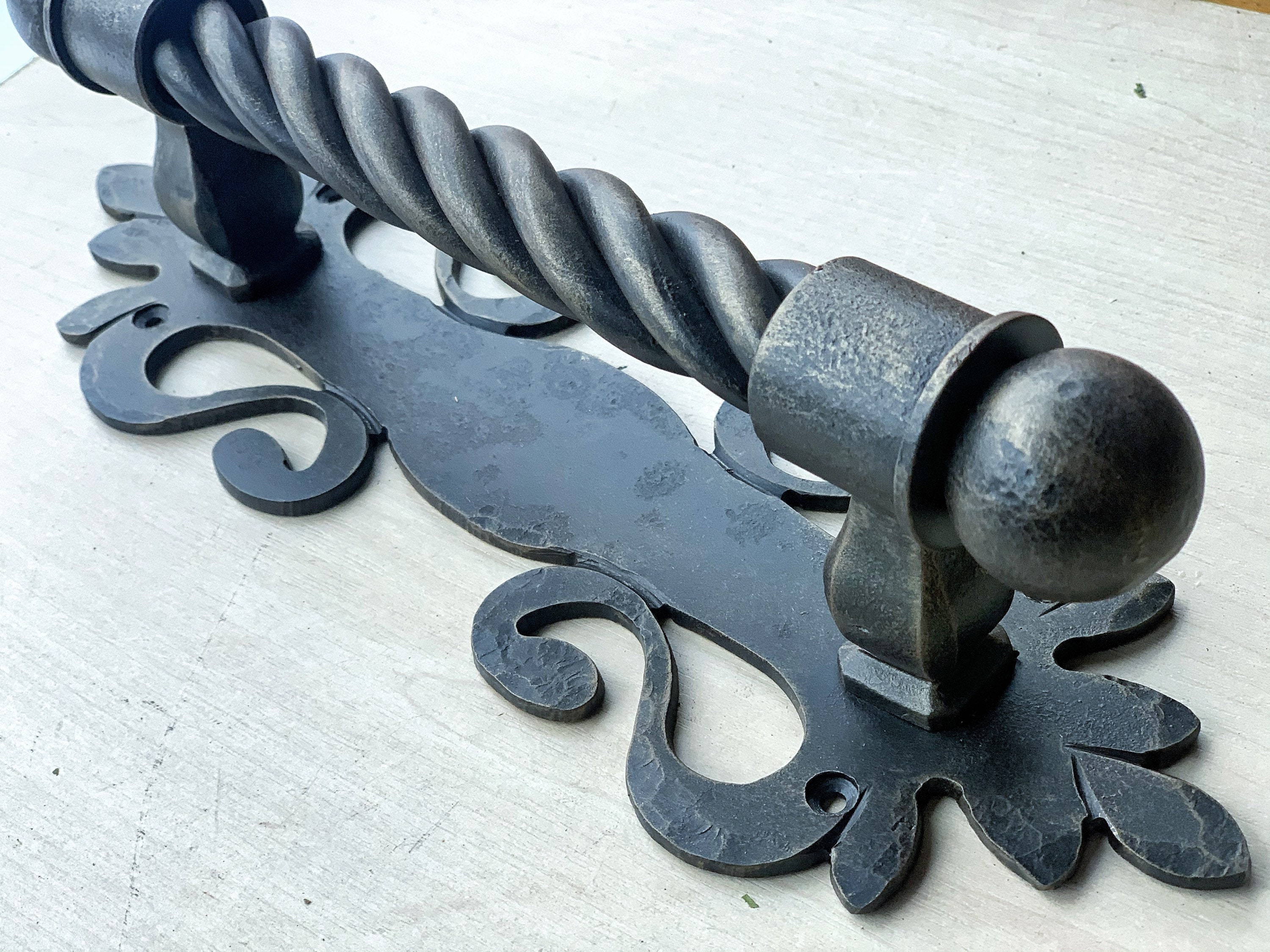 New model. Massive iron door handle. Rustic door decor. Etsy