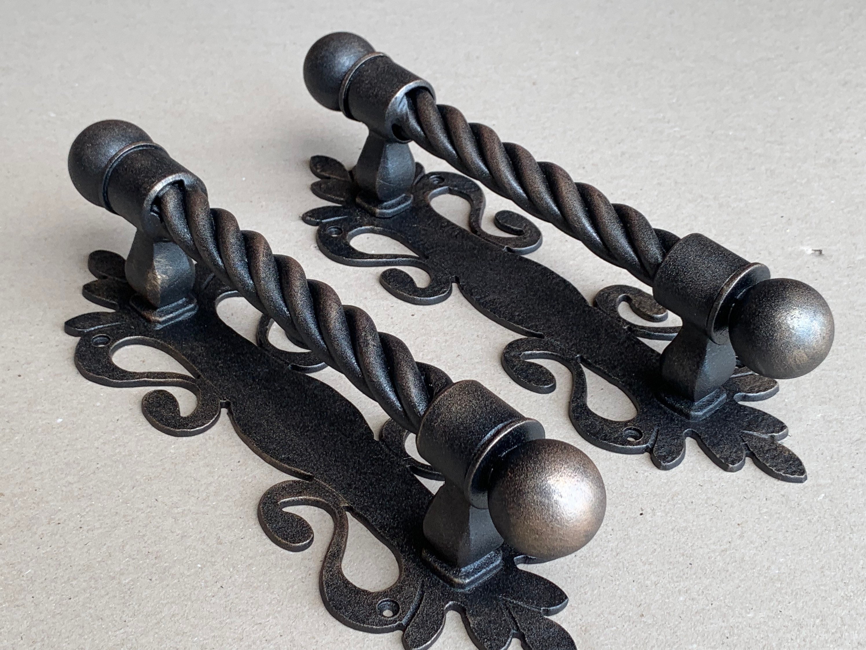 New model. Massive iron door handle. Rustic door decor. Farmhouse door hardware. Wrought iron door handle.