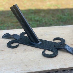 Wrought iron flag holder. Flag pole holder. Wall flag holder. Wall flag mount.
