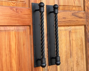 New Model 18”. Set of two Massive iron door handles. Barn door pulls. Door hardware. Wrought iron door handles. Rustic door decor.