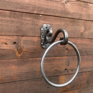 Wrought iron towel ring / bathroom accessories / towel holder / scroll design /  towel bar / wrought iron