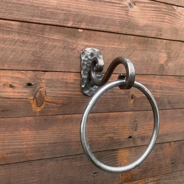Wrought iron towel ring / bathroom accessories / towel holder / scroll design /  towel bar / wrought iron