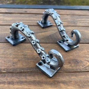 Set of two 6” Octopus drawer pulls. Tentacle drawer pull. Drawer knobs. Drawer handle. Kraken door handle.