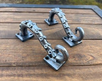 Set of two 6” Octopus drawer pulls. Tentacle drawer pull. Drawer knobs. Drawer handle. Kraken door handle.