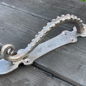 Wrought Iron Octopus Door Handle. Kraken door pull. Barn door pull. Tentacle door handles. image 6