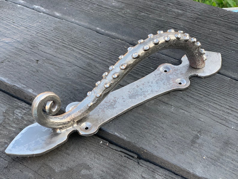 Wrought Iron Octopus Door Handle. Kraken door pull. Barn door pull. Tentacle door handles. image 6