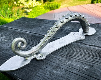 Wrought Iron Octopus Door Handle. Kraken door pull. Barn door pull. Tentacle door handles.