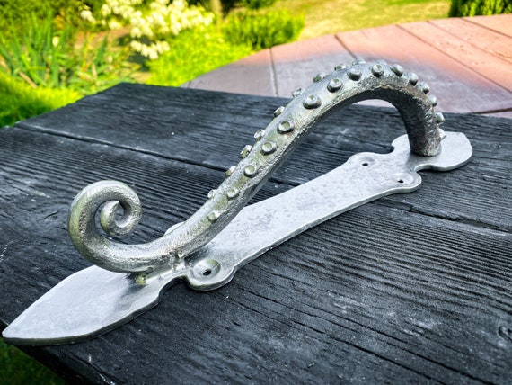 Wrought Iron Octopus Door Handle. Kraken door pull. Barn door pull. Tentacle door handles.