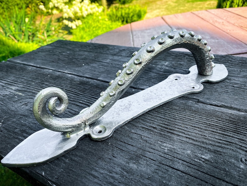 Wrought Iron Octopus Door Handle. Kraken door pull. Barn door pull. Tentacle door handles. image 1