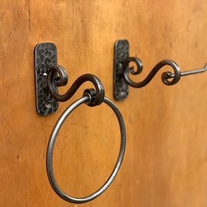 Bathroom set. Toilet paper holder and towel ring. Modern bathroom. Rustic decor. Industrial bath.