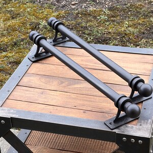 24” Massive iron door handle. Barn door pull. Rustic door decor. Door hardware. Door handle. Wrought iron door handle. bild 8