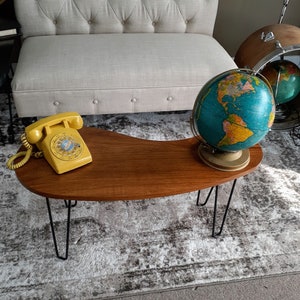 Mid-Century Modern Coffee Table, Bean Shape Cocktail Table, Mayan Teak Solid Wood Table