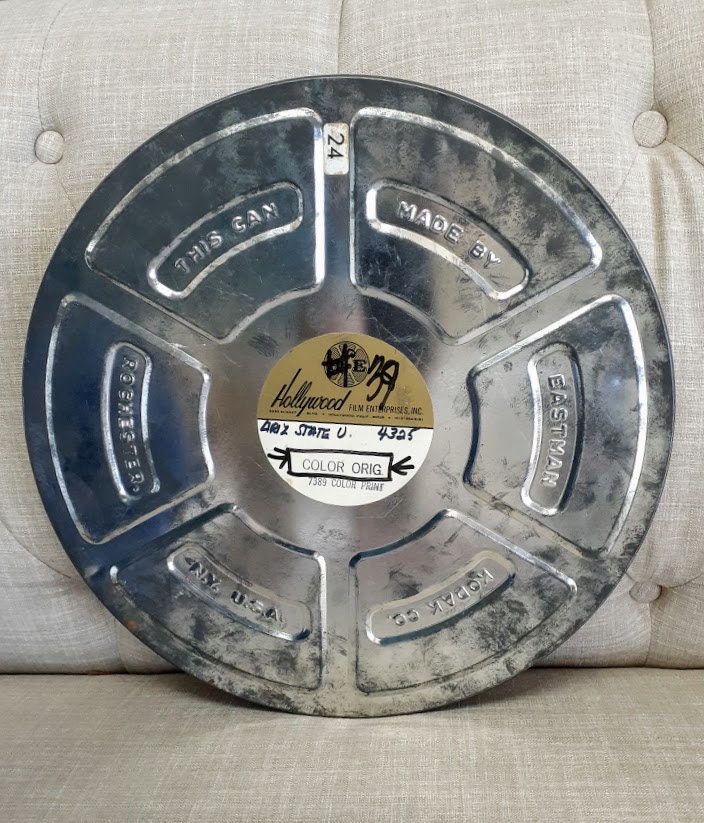 Retro Film Reel Case, Movie Memorabilia, Vintage 14-inch Movie Reel Case,  35 mm Metal Movie Film Reel Case