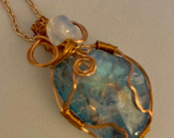 Aqua Aura crystal pendant