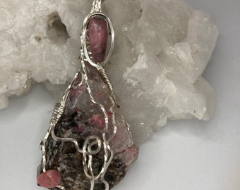 Rhodonite crystal pendant