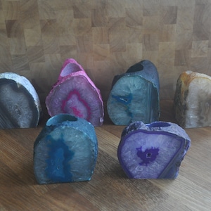 Agate geode tea light holder