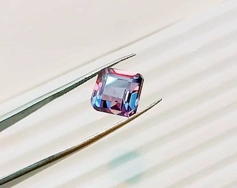 Alexandrite Stone,Loose Faceted Square Shape,June Birthstone For Jewelry 9MM Ring Size Color Change Stone