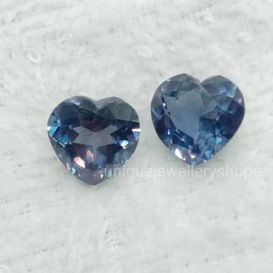 Alexandrite Color Change Gemstone Loose Heart Shape Cut Ring Pendant Earrings Studs Jewelry Make Gift Lab Created (Size 5mm to 12mm)