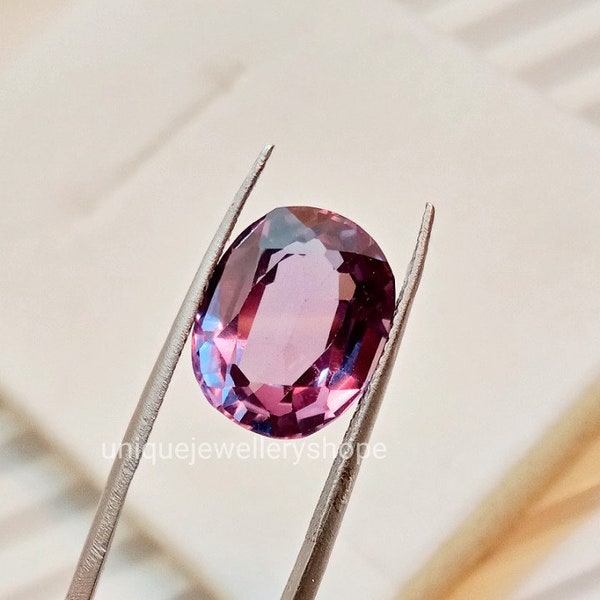 Alexandrite Stone Loose Faceted Cut Oval,June Birthstone, Rings Size Color Change Gemstone For Her Personalized Jewelry ( 7×5mm To 10×12mm )