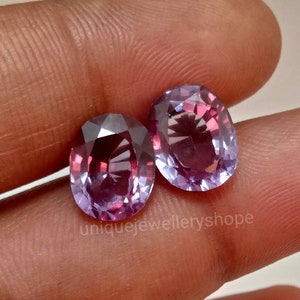 Oval Alexandrite Gemstone Pair: June Birthstone Color Change Stone